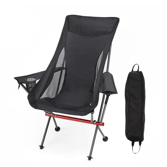 Camping Foldable Chair Portable Beach Chairaluminum Alloy Ultralight Fishing Chair Breathable Seatwith Cup Holder for Travel