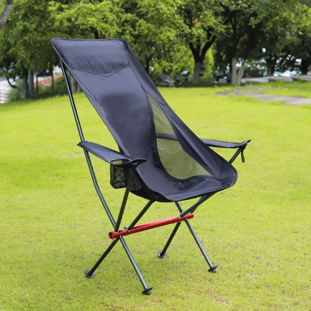 Camping Foldable Chair Portable Beach Chairaluminum Alloy Ultralight Fishing Chair Breathable Seatwith Cup Holder for Travel